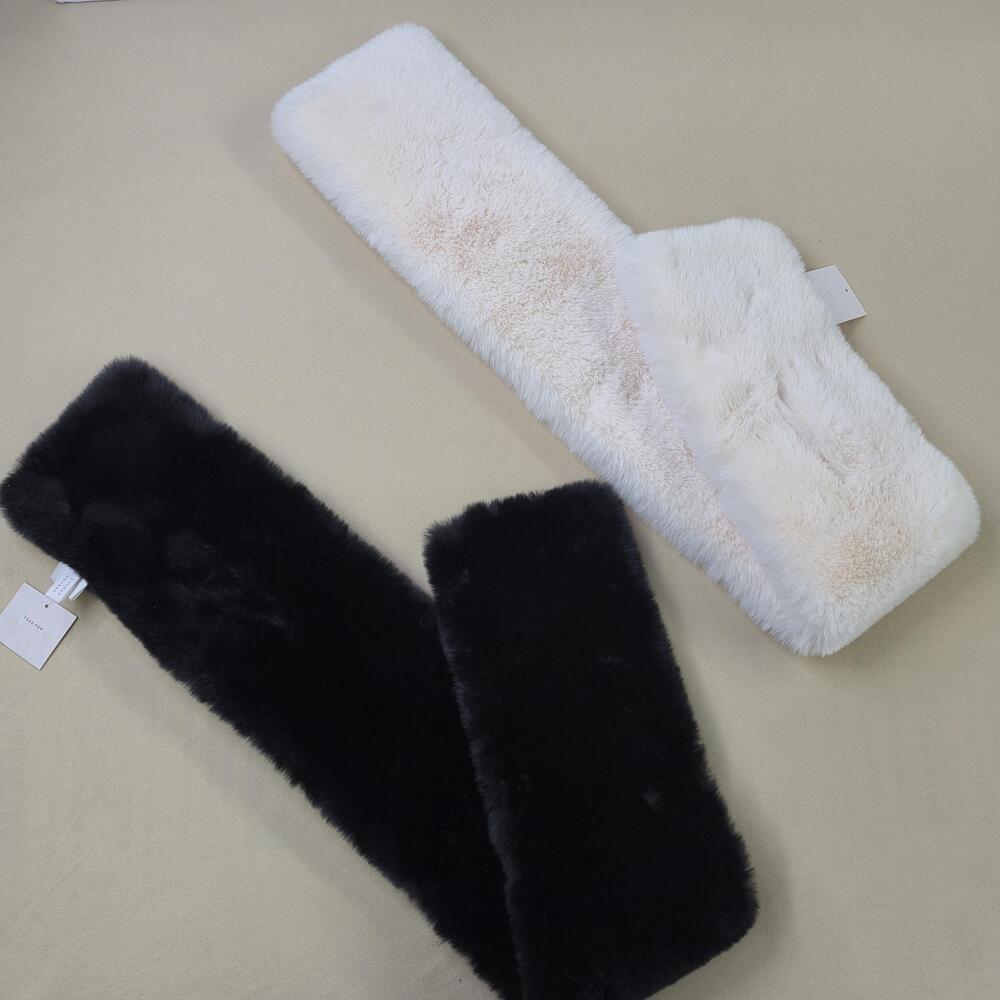 2 Lauren Conrad Scarfs Womens One Size Black White Faux Fur Neck Warmer Cozy